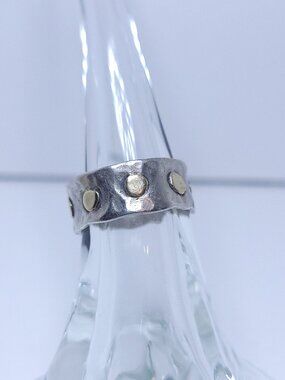 Wide Band Silver Hammered Ring